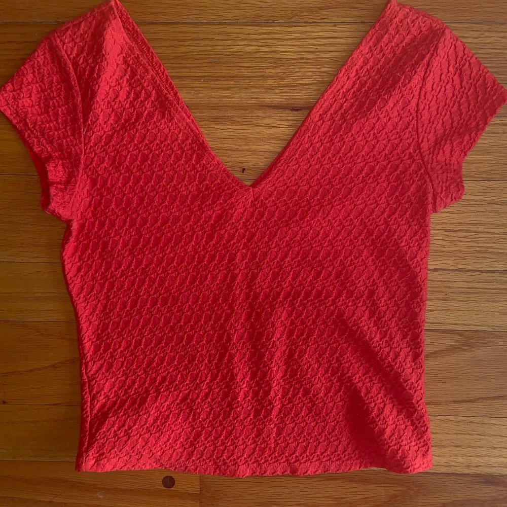 Coral Textured Crop Top